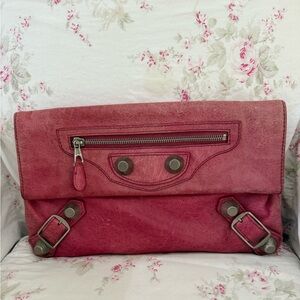 Balenciaga Pink Leather Wristlet